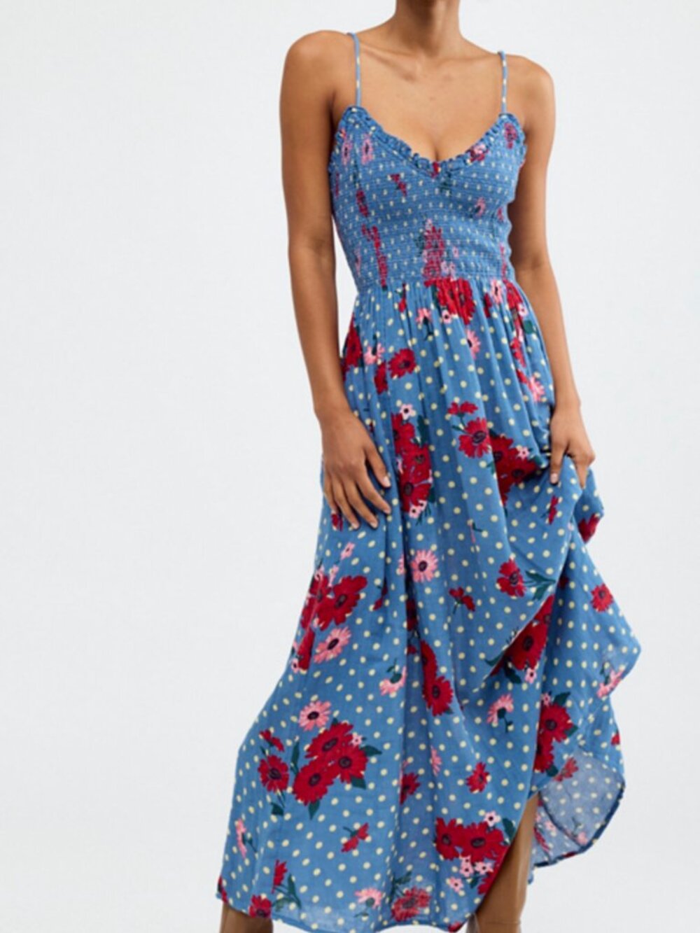 🆕 FREE PEOPLE Sweet Nothings Midi / Harbor Blue Combo